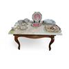Image 2 : Marble Topped Coffee Table with Cabriole Style Legs - 24" x 36" x 19" tall. Contents not included.