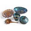 Image 1 : 5 Vintage Pressed Carnival Glass Dishes - Fruit Bowl is 9" x 12" x 5" deep, Deviled Egg Tray is 12" 