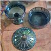 Image 2 : 5 Vintage Pressed Carnival Glass Dishes - Fruit Bowl is 9" x 12" x 5" deep, Deviled Egg Tray is 12" 