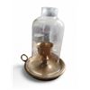 Image 1 : Vintage Brass Candle Lantern with Glass Shade - 8" diameter x 12" tall - tiny chips in the bases of 