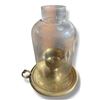 Image 1 : Vintage Brass Candle Lantern with Glass Shade - 8" diameter x 12" tall - tiny chips in the bases of 