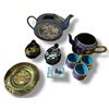 Image 1 : Group of Miniature Cloisonne Tea Pots (one missing a lid) & Glass Perfume Bottles