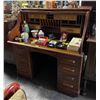 Image 1 : Antique Oak Roll Top Desk - 32" x 48" x 52" tall at the back. Contents not included.