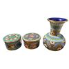 Image 2 : Group of 5 Glass or Porcelain Items - 4" Vase and 4 Lidded Trinket Boxes
