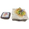 Image 4 : Group of 5 Glass or Porcelain Items - 4" Vase and 4 Lidded Trinket Boxes