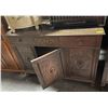 Image 1 : Antique Oak Sideboard with Carved Panels - 19" x 50" x 36" tall