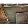 Image 2 : Antique Oak Sideboard with Carved Panels - 19" x 50" x 36" tall