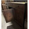 Image 3 : Antique Oak Sideboard with Carved Panels - 19" x 50" x 36" tall