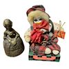 Image 2 : Vintage Painted Metal Foot Warmer, Brass Bell & Doll