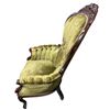 Image 2 : Antique Green  Velvet Tufted Arm Chair with Carved Wood Frame