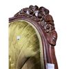 Image 3 : Antique Green  Velvet Tufted Arm Chair with Carved Wood Frame