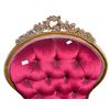 Image 2 : Antique Red Velvet Tufted Arm Chair with Carved Wood Frame