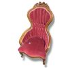 Image 1 : Antique Red Velvet Tufted Arm Chair with Carved Wood Frame