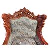 Image 2 : Large Carved Wood Frame Arm Chair with Brocade Upholstery