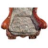 Image 3 : Large Carved Wood Frame Arm Chair with Brocade Upholstery