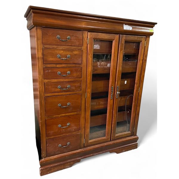 Vintage Mahogany Haberdashers Chest Attributed to Alexander Julian - 19" x 48" x 61" tall - missing 