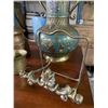 Image 3 : Group of 6 Metal Work Collectibles - Egyptian Enameled Brass Vase is 10" tall x 7" diameter
