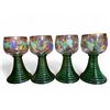 Image 1 : 4 Vintage Bohemian Wine Glasses - 6" tall