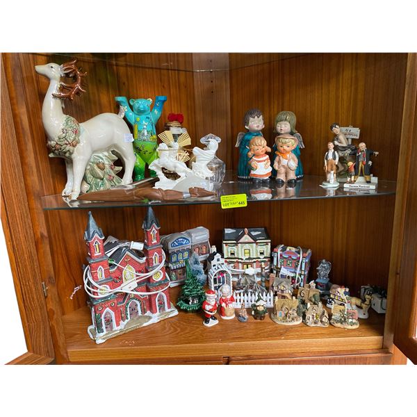 2 Shelves of Christmas Décor and Vintage Figurines
