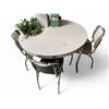 Image 1 : Chrome Dining Table with 2 Black/White & 2 Grey/White Chairs - White & Black Design 48" Table Top