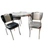 Image 2 : Chrome Dining Table with 2 Black/White & 2 Grey/White Chairs - White & Black Design 48" Table Top