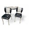 Image 2 : Chrome Dining Table with 4 Black/White Chairs - White & Black Design 48" Table Top