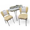 Image 2 : Chrome Dining Table & with 4 Yellow/White Chairs - White & Black Design 48" Table  Top - Contents no