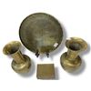 Image 1 : Group of 4 Decorative Brass Items - Pair of 10" Vases. 12" Tray and Cigarette Box