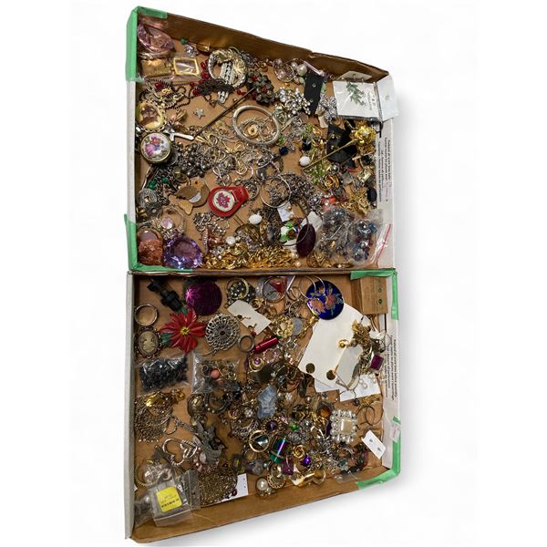 2 Trays of Vintage Costume and Fashion Jewelry