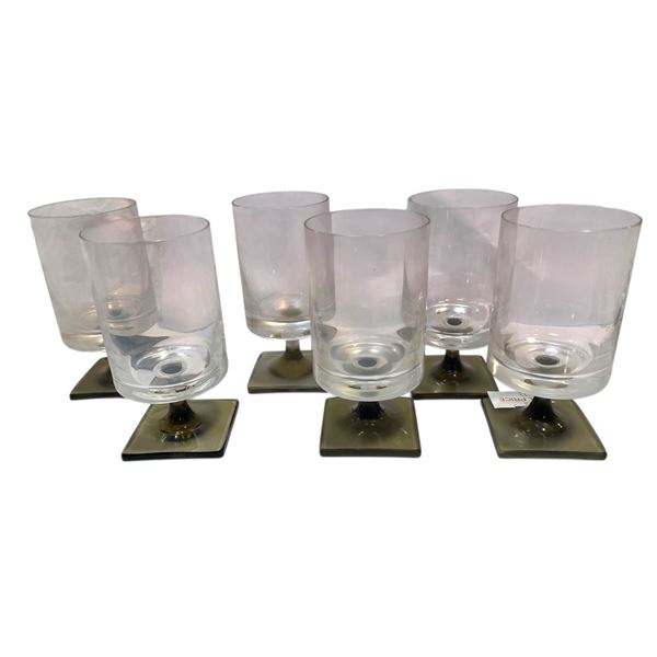6 Vintage Rosenthal "Linear Smoke" 4.25" Wine Glasses