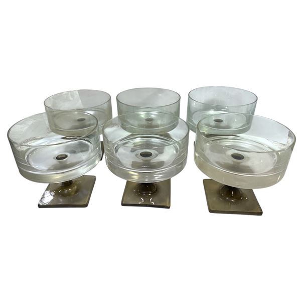 6 Vintage Rosenthal "Linear Smoke" 3.5' Dessert Glasses
