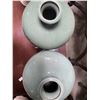 Image 2 : 2 Large Green Glazed Ceramic Vases - Each is 14" tall x 9" diameter