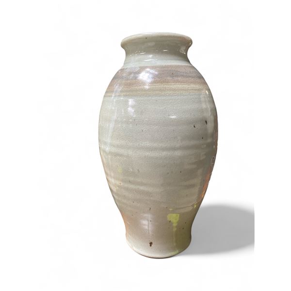 Large Glazed Art Pottery Vase - 15" tall x 9" diameter