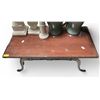 Image 2 : Vintage Wood Coffee Table with Carved Edge & Curved Legs - 18" x 36" x 18" tall - Contents not inclu