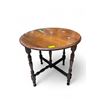 Image 1 : Vintage Round Gate Leg Drop Side Accent Table - 26" tall x 28" diameter. Companion piece lot 407
