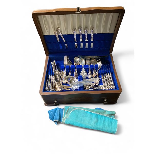 Birks Regency Silver Plated Flatware for 8 with  Serving Pieces in a Flatware Chest - Pristine Condi
