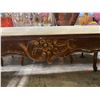 Image 2 : Marble Topped Coffee Table with Cabriole Style Legs - 24" x 44" x 18" tall - Contents not included.