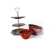 Image 1 : 2 Art Glass Bowls & 1 Vintage Mauve Glass 3 Tier Dessert Stand
