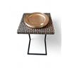 Image 1 : Gold & Black Design Lacquered Top Side Table with Black Metal Legs - 16" x 16" x 26" Includes 9 Char