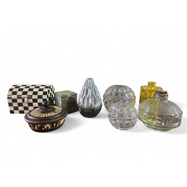 Group of 7 Container (Variety of Materials) & 1 Saje Aroma Therapy Diffuser