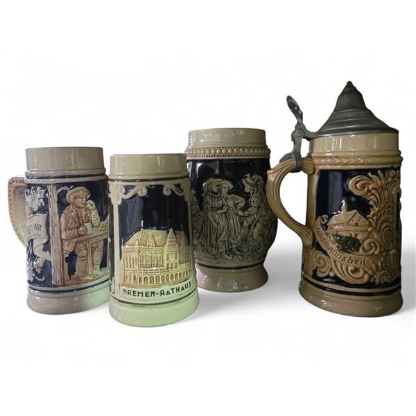3 West German 5" Tankards & One 6" Stein