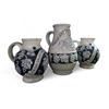 Image 1 : 3 German Pottery "Trink Edlen Wein" Glazed Pottery Pitchers - 2 x 5" and 1 x 7"