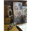 Image 2 : Group of Framed Alain Boisjoly Cartoons, Figurines, Lamp (small damage), Glass Tray and more