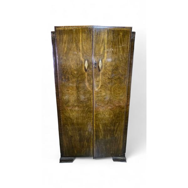 Art Deco Wardrobe Cabinet with Bakelite Door Pulls - 20" x 36" x 65" tall
