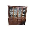 Image 1 : Large 4 Door China Cabinet with Carved Dragon Motif - 2 Piece stacking cabinet - 20" x 72" x 78" tal