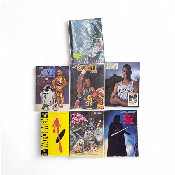 7 Assorted Magazines - Beckett, Star Wars ,Dark Crystal, and Watchmen