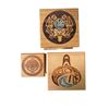 Image 1 : 3 Carved Wood First Nations Design Lidded Trinket Boxes - Larger are 5" x 5" x 4" tall