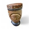 Image 1 : Carved Wood Hide Topped Drum - 13" tall x 7" diameter