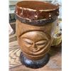 Image 2 : Carved Wood Hide Topped Drum - 13" tall x 7" diameter