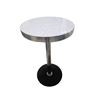 Image 3 : 42" Tall Chrome Table with 3 Matching Stools - 24"  White & Black Patterned Top